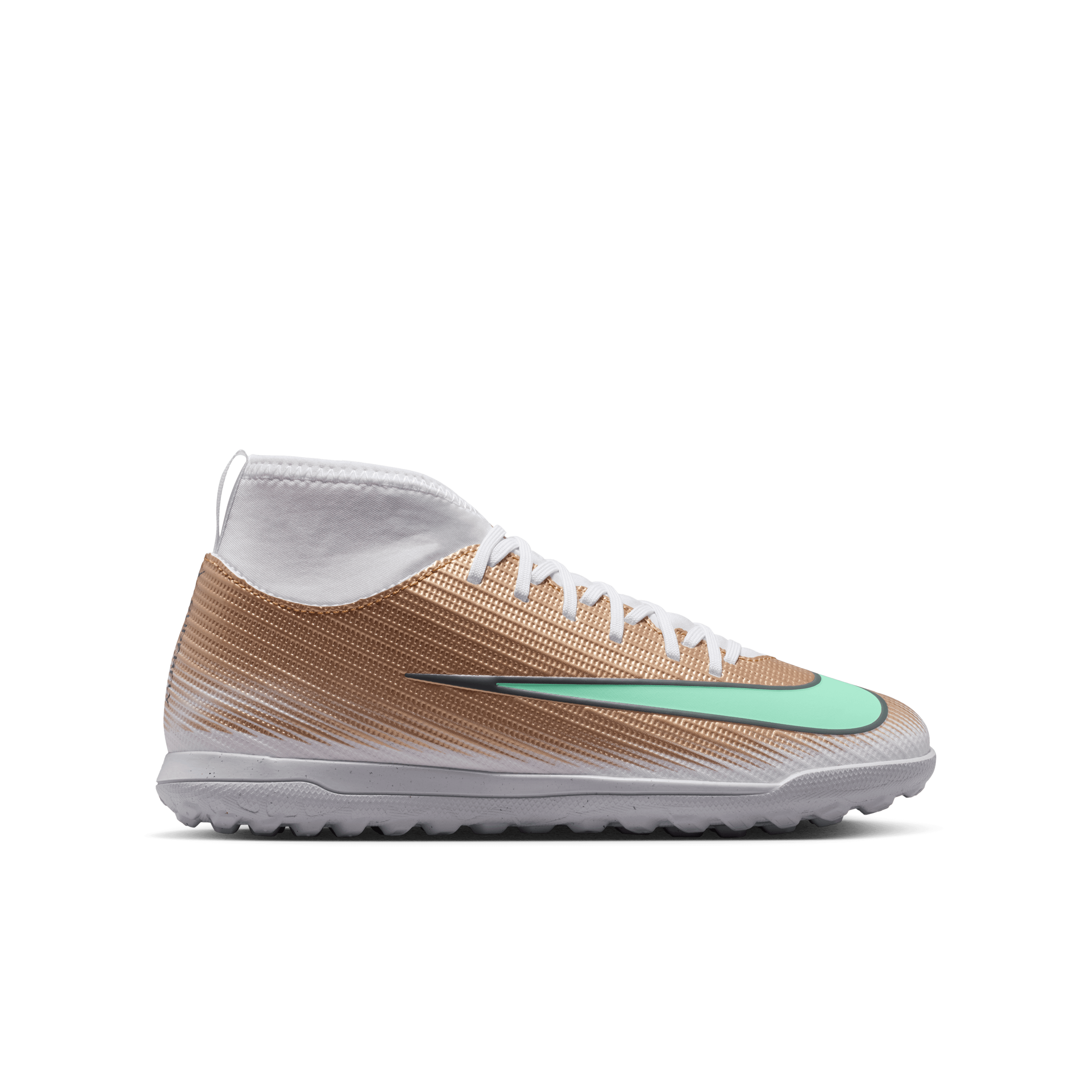 Nike Jr. Mercurial Superfly 11 Club "Kylian Mbappé" TF-METALLIC GOLD/GREEN GLOW