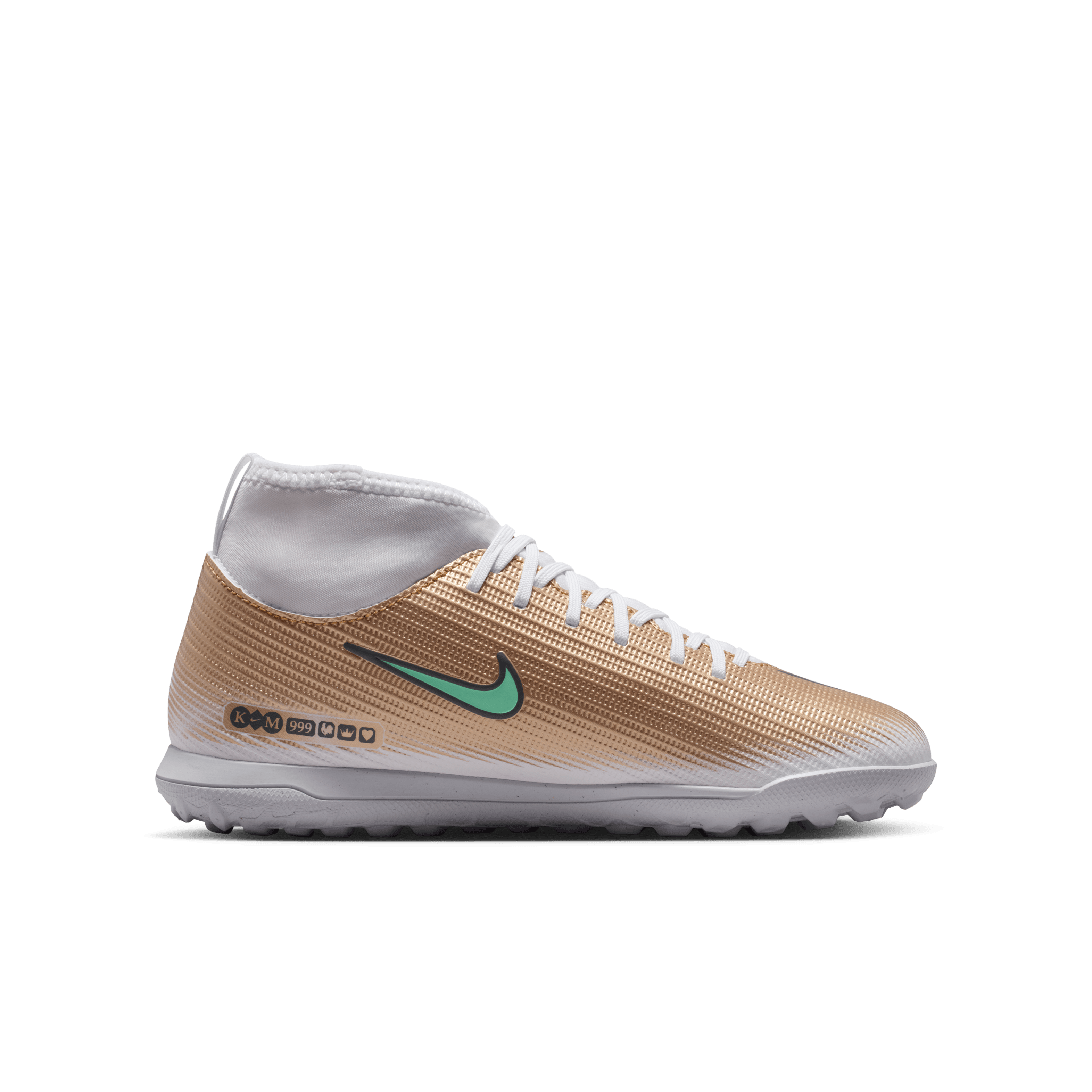 Nike Jr. Mercurial Superfly 11 Club "Kylian Mbappé" TF-METALLIC GOLD/GREEN GLOW