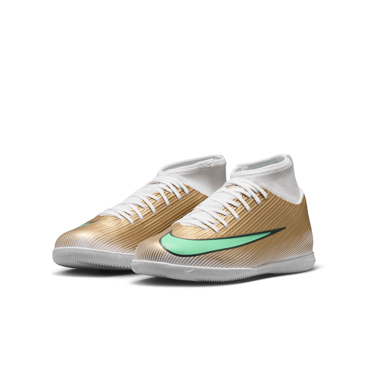 Nike Jr. Mercurial Superfly 11 Club "Kylian Mbappé" Indoor - METALLIC GOLD/GREEN GLOW