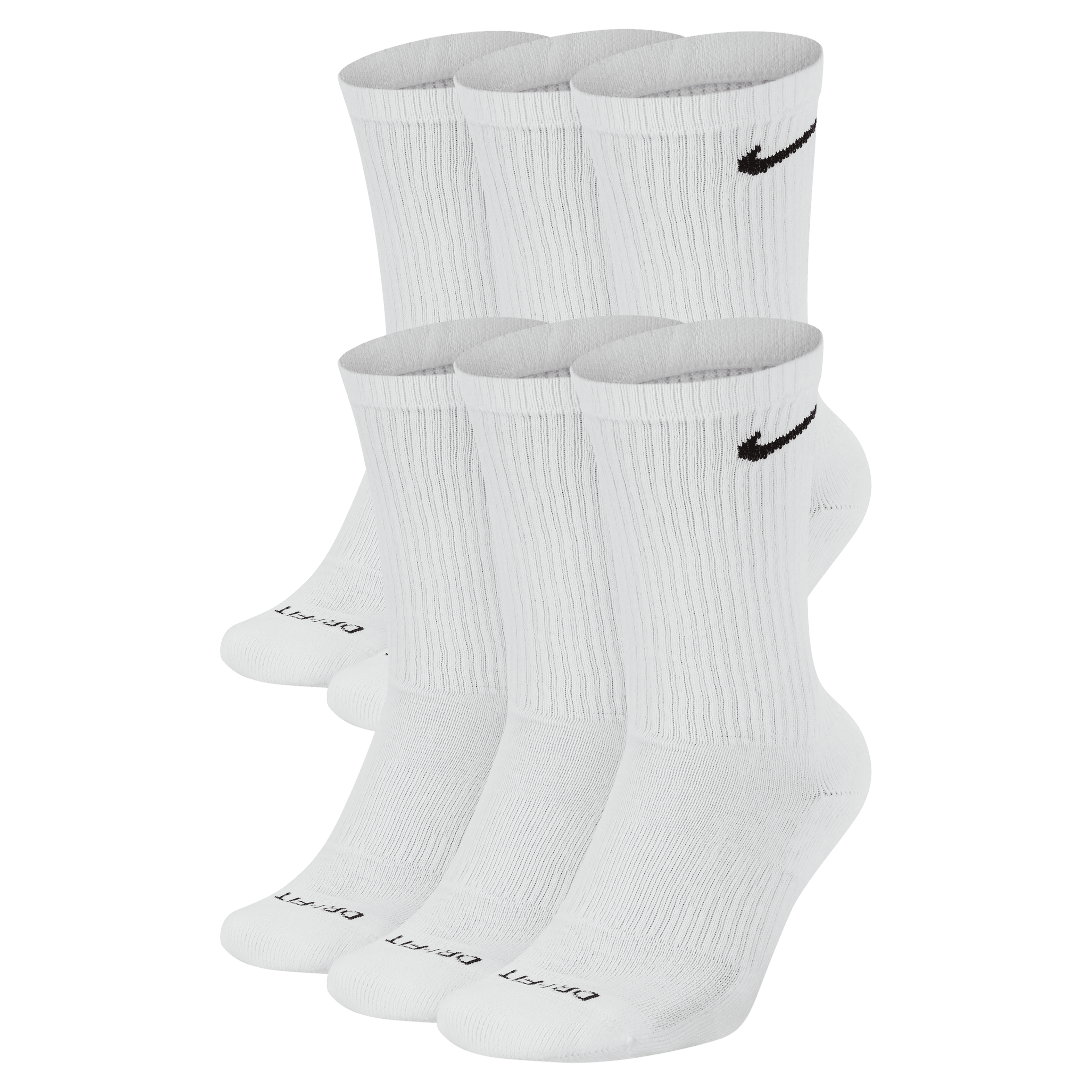 Nike Everyday Plus Cushioned Training Crew Socks (6 Pairs)-White