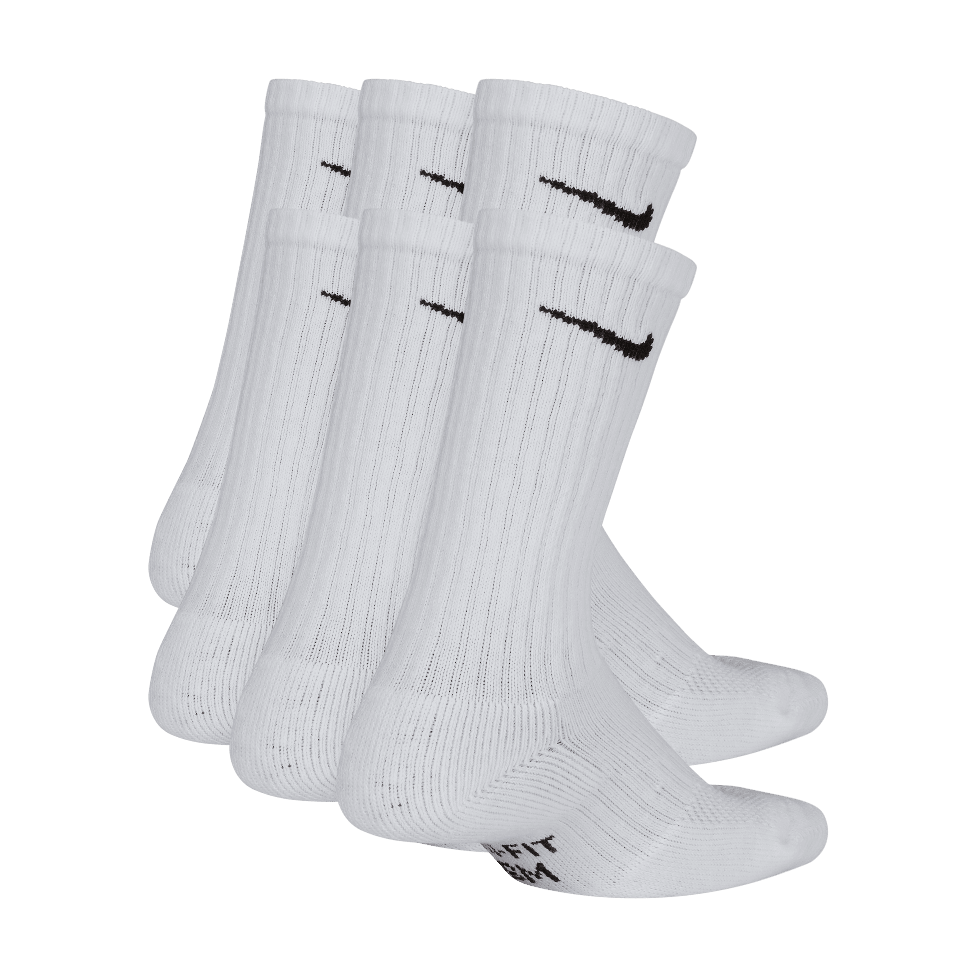 Nike Everyday Kid's Cushioned Crew Socks (6 Pairs)-White