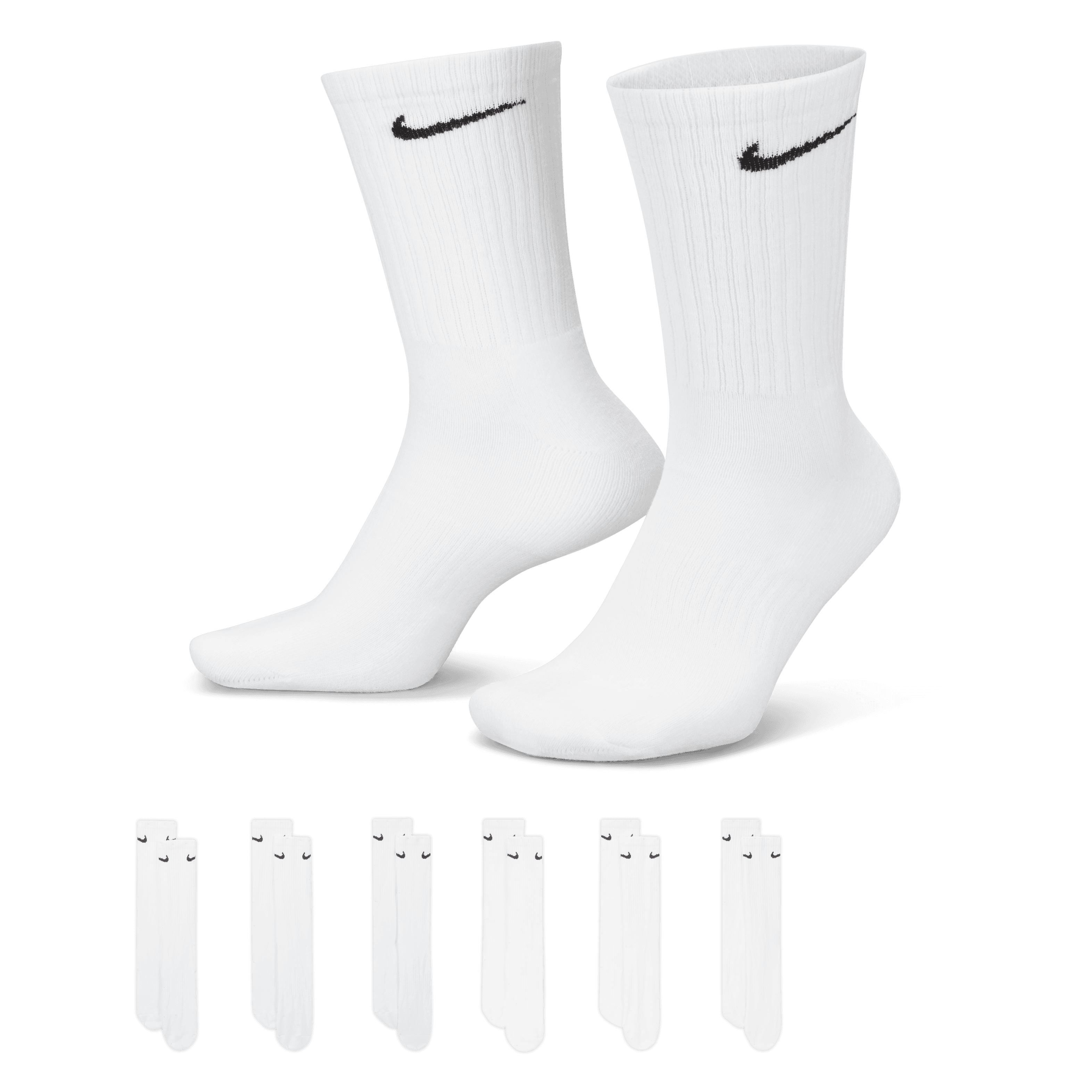 Nike Everyday Cushioned Training Crew Socks (6 Pairs)-White