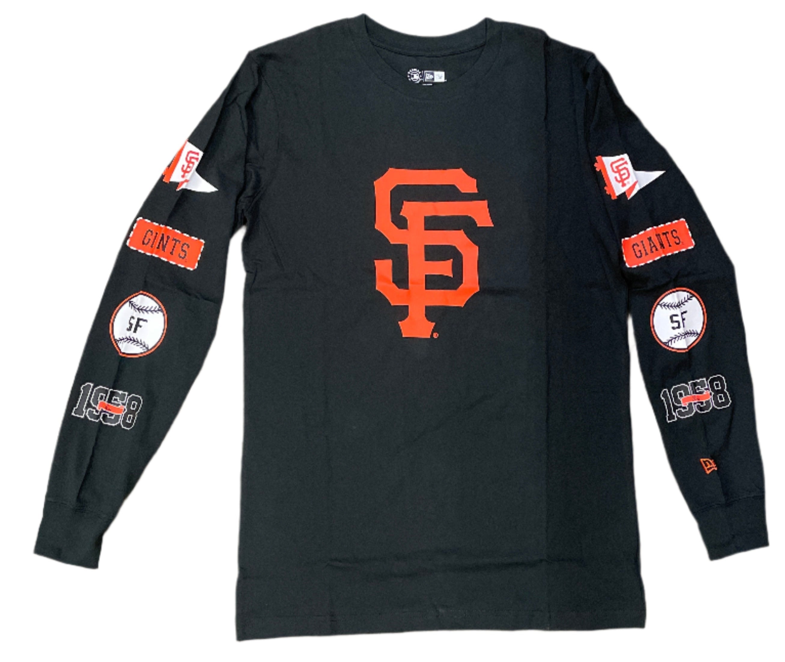 New Era Men's San Francisco Giants Long Sleeve Side Patch T-Shirt-Black