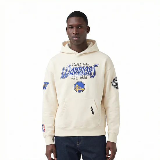 PRO STANDAR GOLDEN STATE WARRIORS PARADISE M DROP SHOULDER FLC PO HOODIE - EGGSHELL