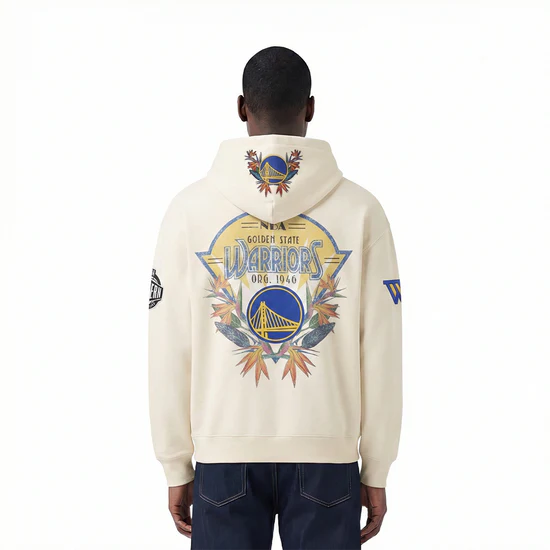 PRO STANDAR GOLDEN STATE WARRIORS PARADISE M DROP SHOULDER FLC PO HOODIE - EGGSHELL