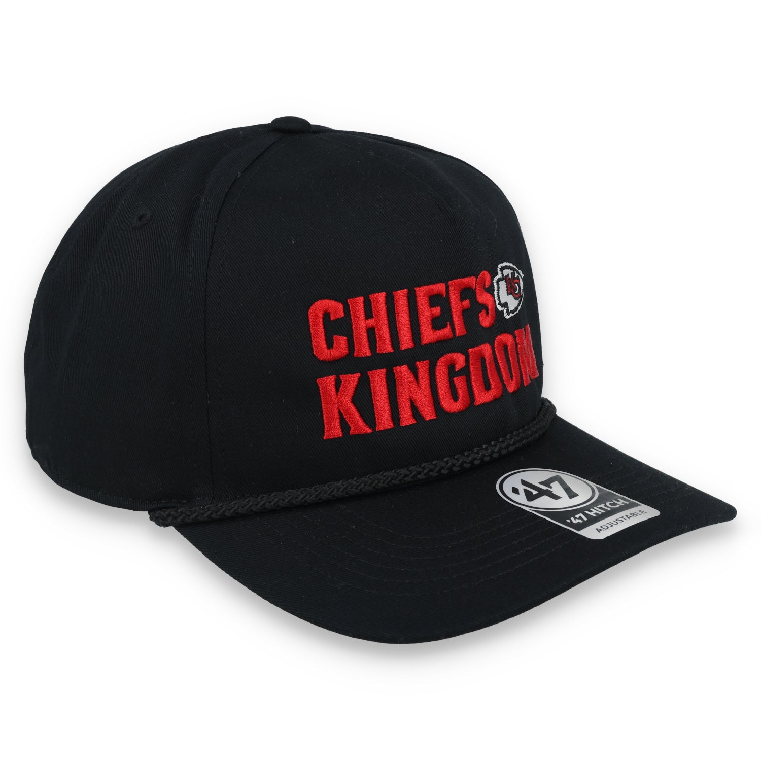 '47 Kansas City Chiefs Script Rope Snapback Hat-Black