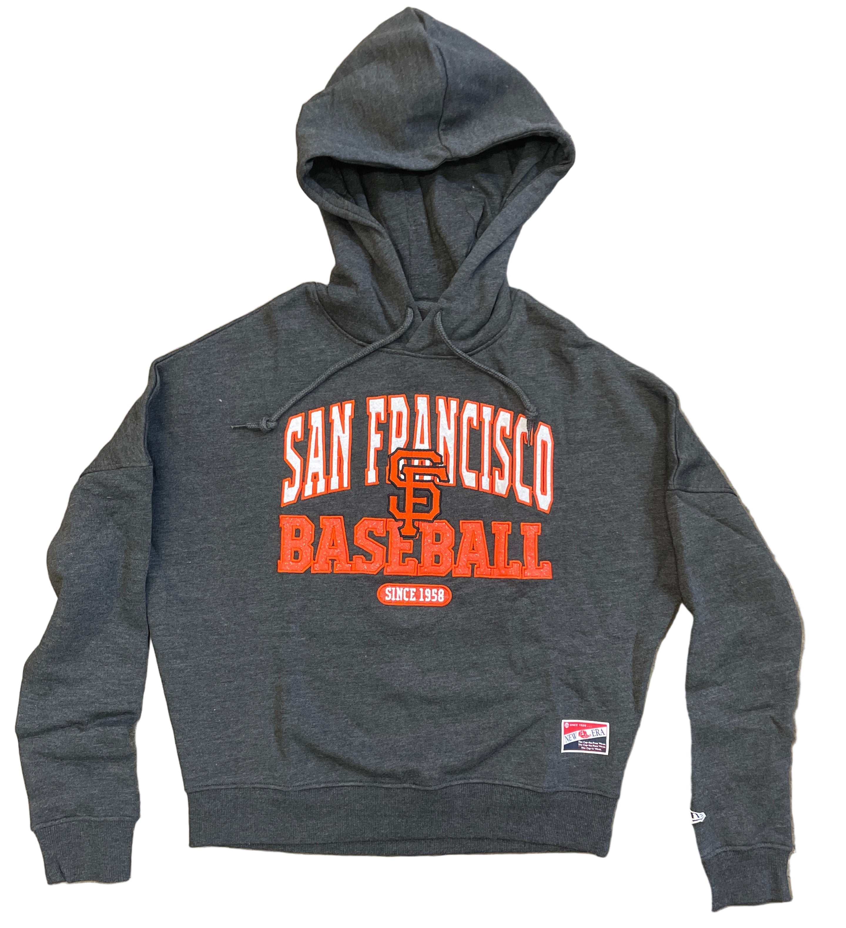 New Era Women's San Francisco Giants Glitter Cropped Hoodie -Grey