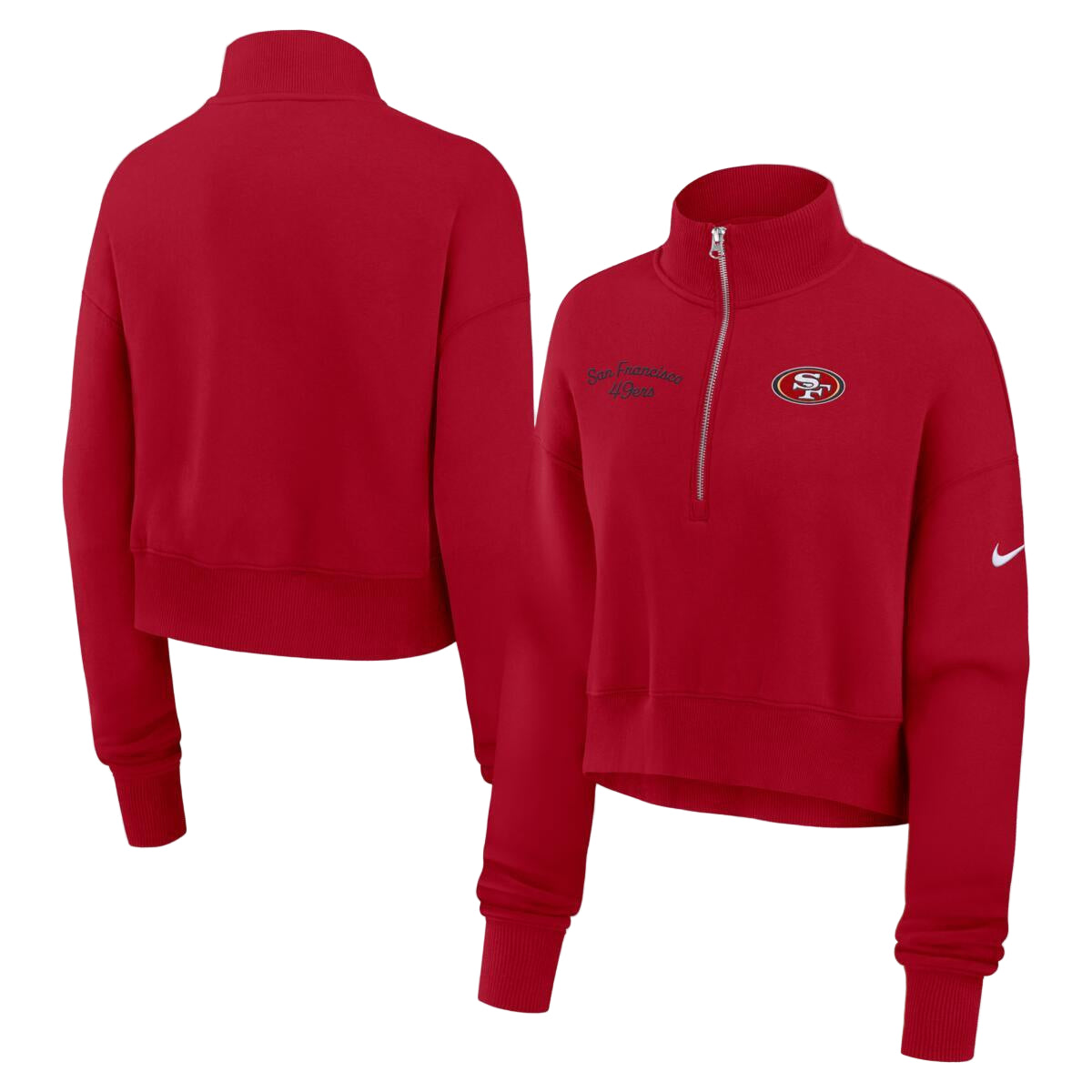 Nike Women's San Francisco 49ers Cropped Phoenix Hoodie-Red