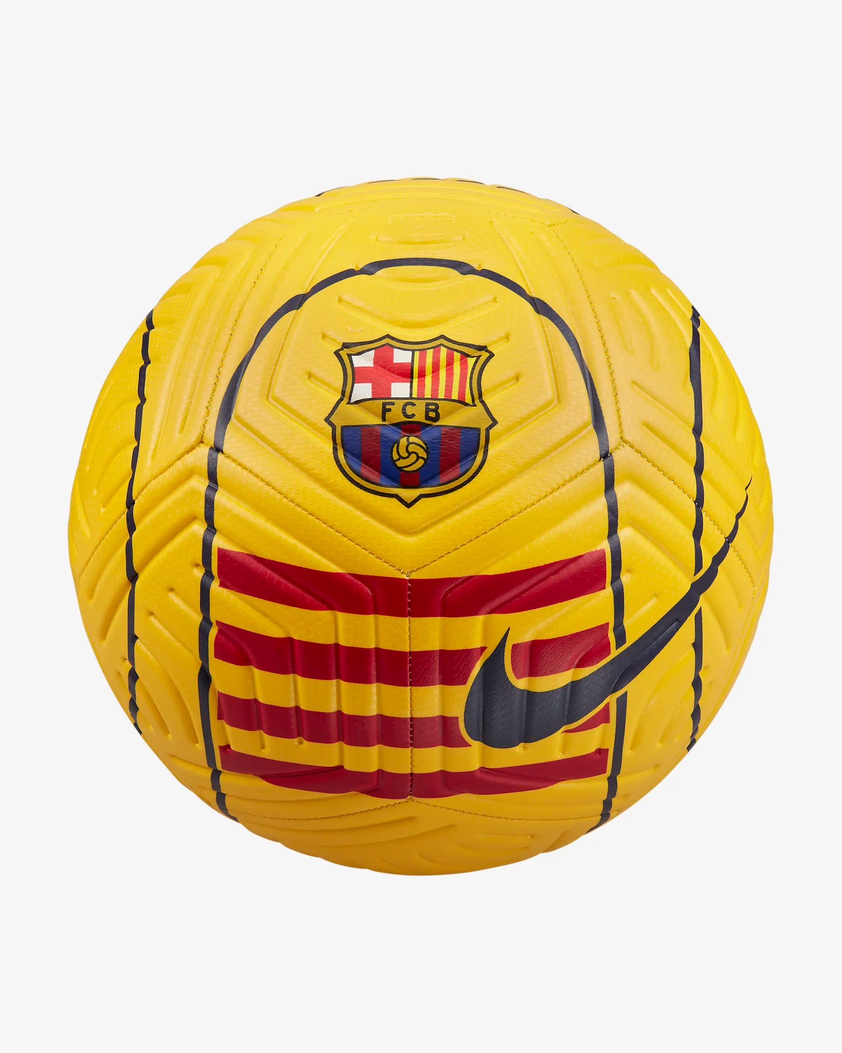 Nike FC Barcelona Strike Soccer Ball-Amarillo/University Red/Binary Blue