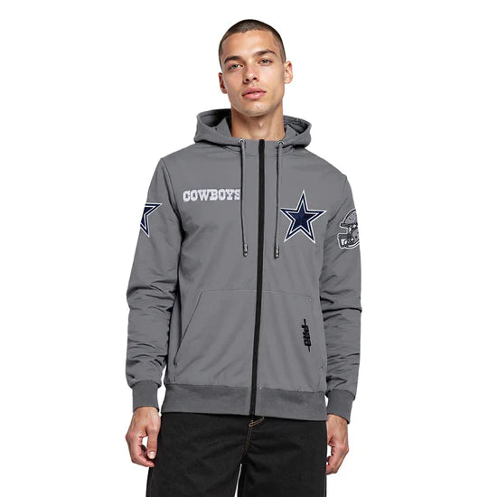 Pro Standard Men's Dallas Cowboys Classic Wind Suit Woven Full-Zip Jacket-Gray