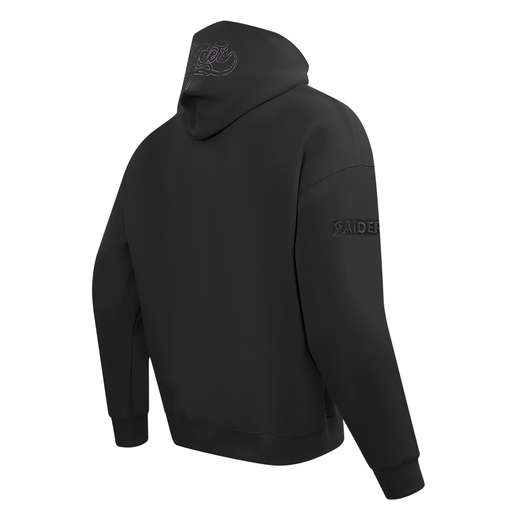 Pro Standard Men's Las Vegas Raiders Blackout Drop Shoulder Fleece Pullover Hoodie - Black, back view