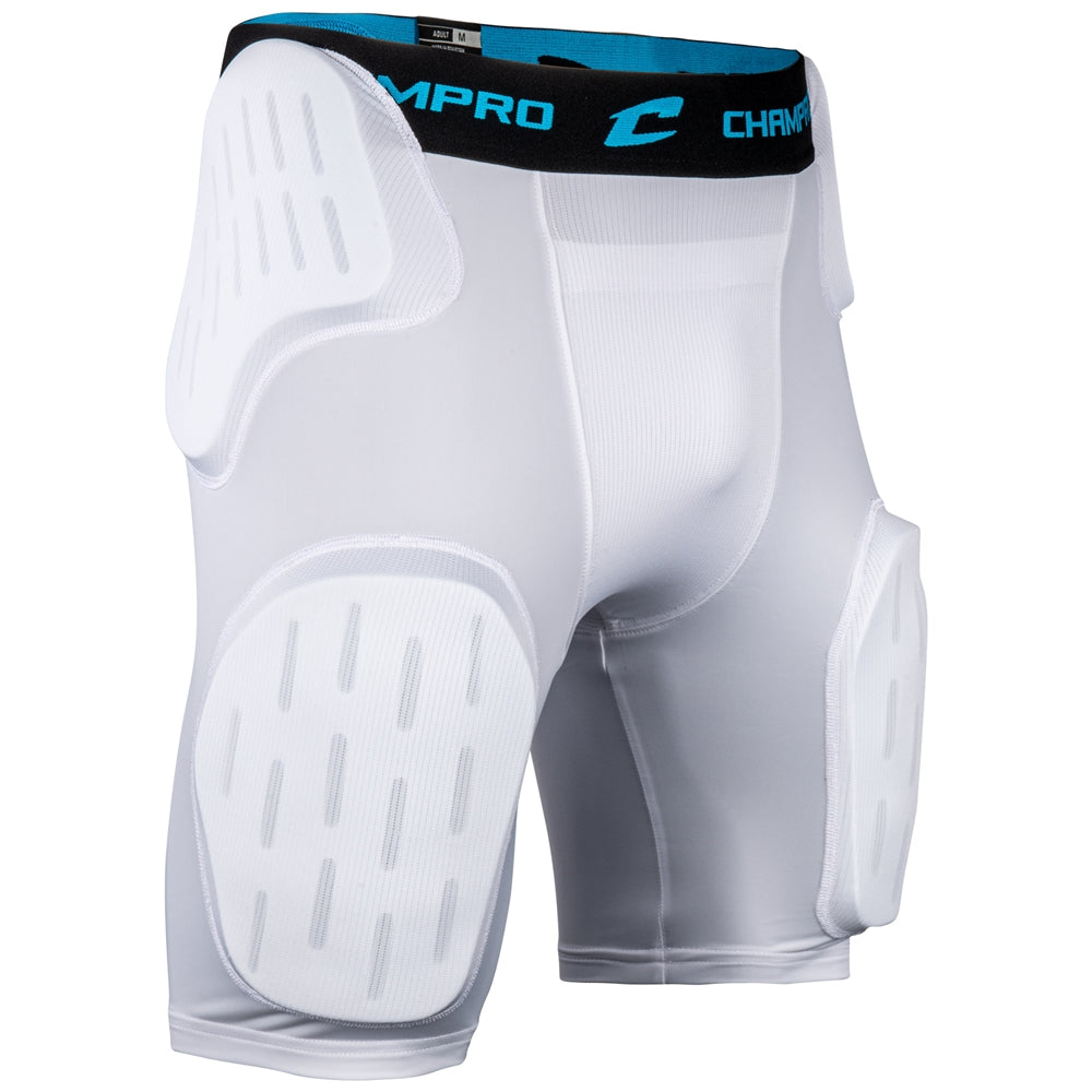 CHAMPRO COMPRESSION  FORMATION 5-PAD GIRDLE SHORTS-WHITE