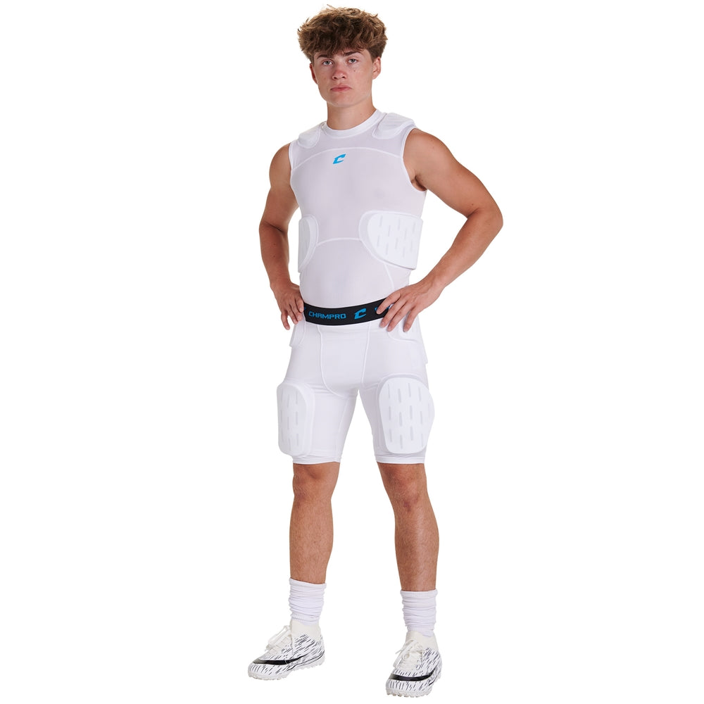 CHAMPRO COMPRESSION  FORMATION 5-PAD GIRDLE SHORTS-WHITE