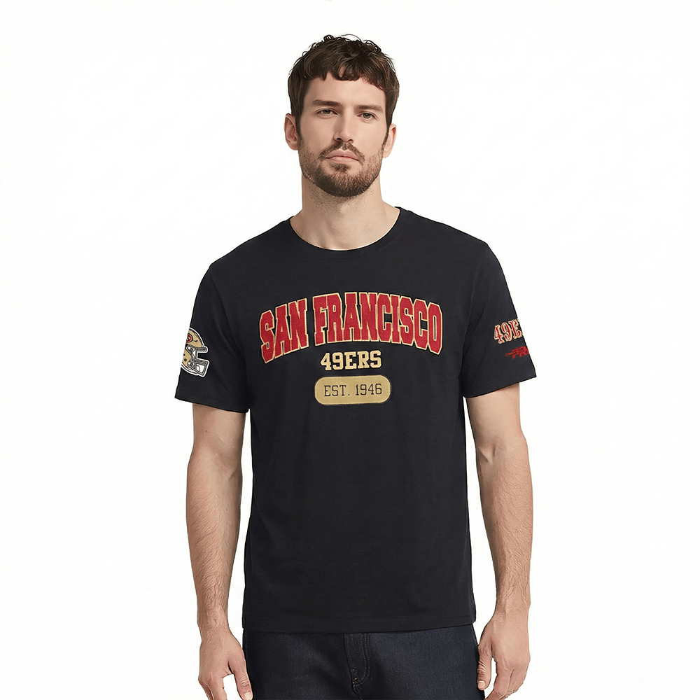 Pro Standard Men's San Francisco 49ers City Arch T-Shirt - Black, model front view