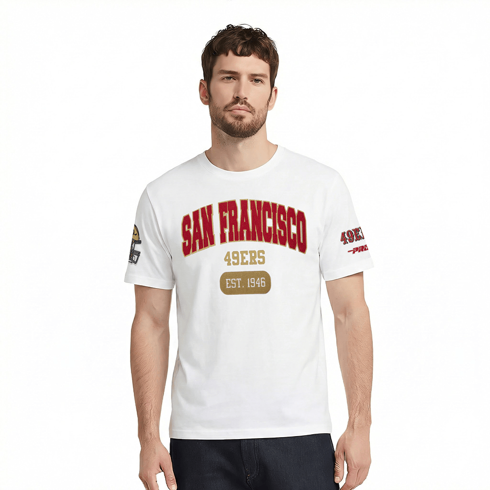 Pro Standard Men's San Francisco 49ers City Arch T-Shirt - White, model front view