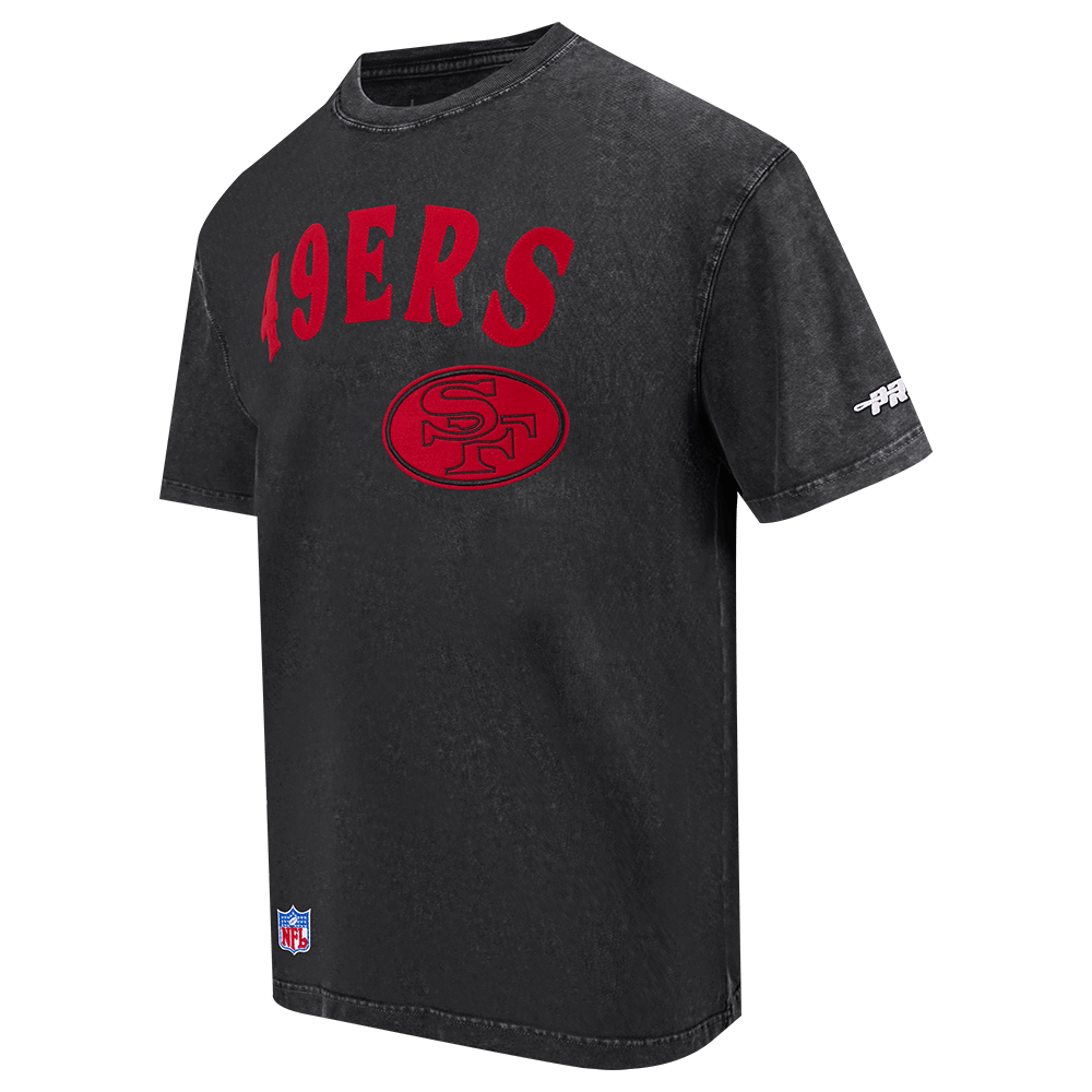 Pro Standard Men's San Francisco 49ers First Team Enzyme Wash T-Shirt - Washed Black, front view