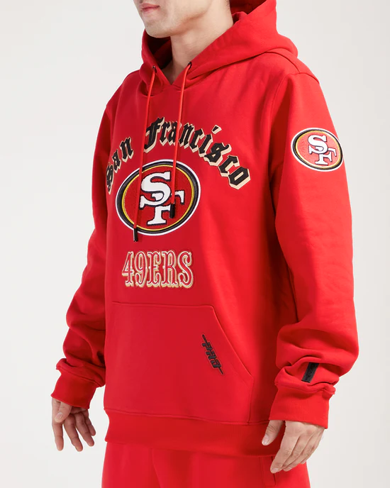 PRO STANDARDS SAN FRANCISCO 49ERS OLD ENGLISH FLC PO HOODIE-RED