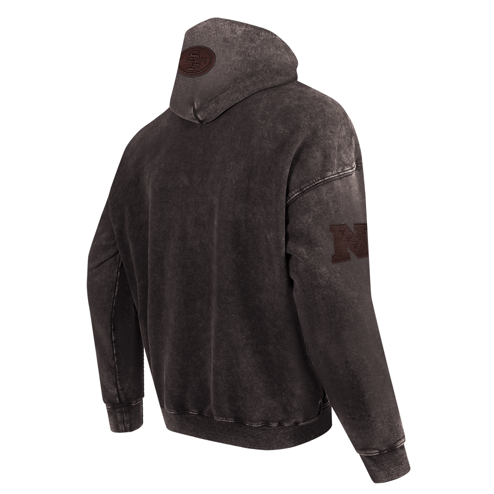 Pro Standard Men's San Francisco 49ers Washed Classic French Terry Pullover Hoodie - Washed Brown, back view