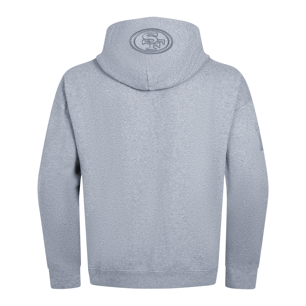 Pro Standard Men's San Francisco 49ers Neutral Drop Shoulder Fleece Pullover Hoodie - Dark Heather Gray, back view