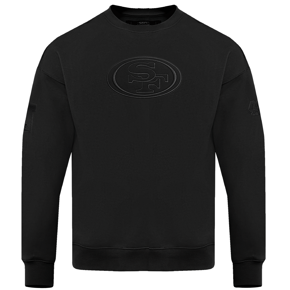 Pro Standard Men's San Francisco 49ers Neutral Drop Shoulder Fleece Crewneck - Black, front view