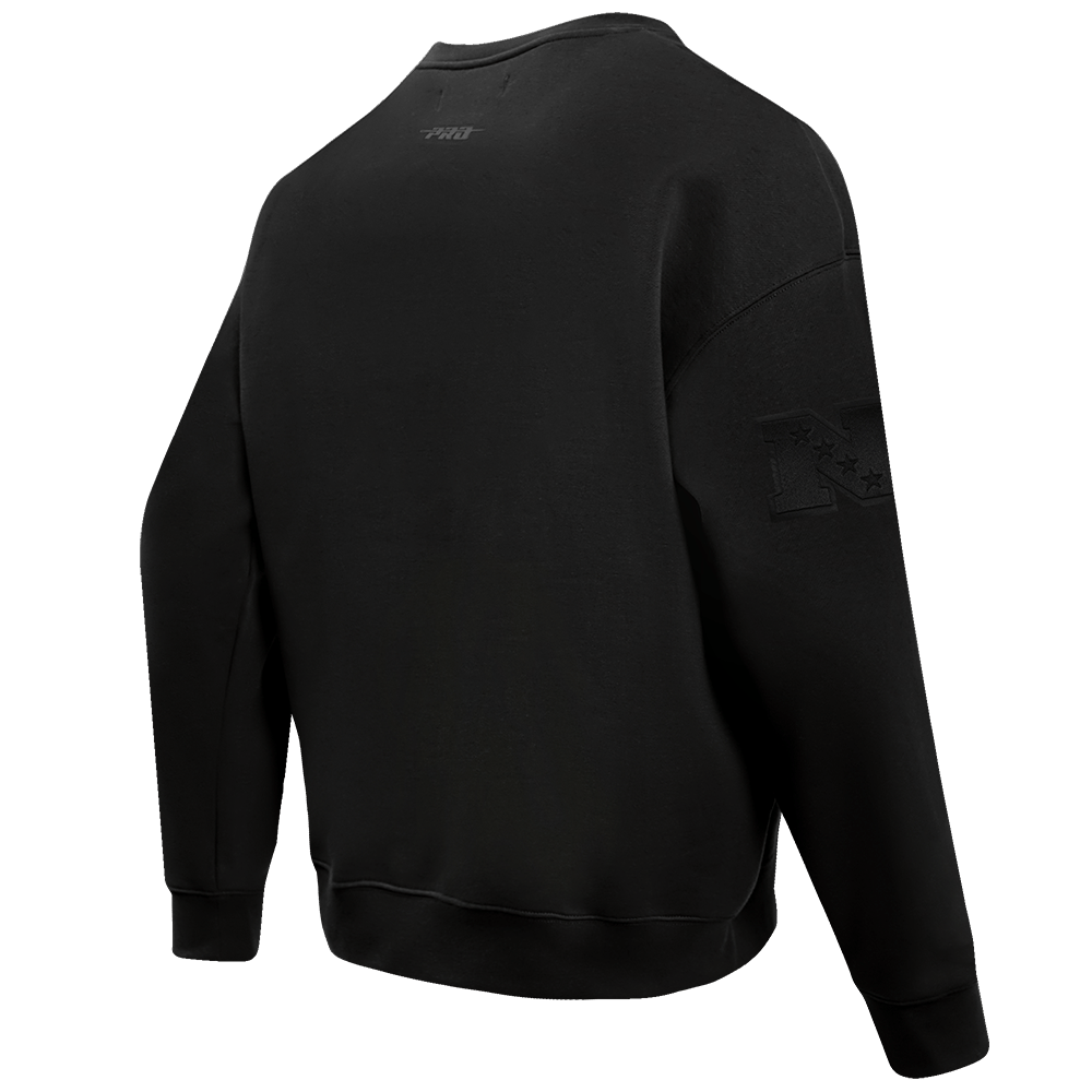 Pro Standard Men's San Francisco 49ers Neutral Drop Shoulder Fleece Crewneck - Black, angled back view