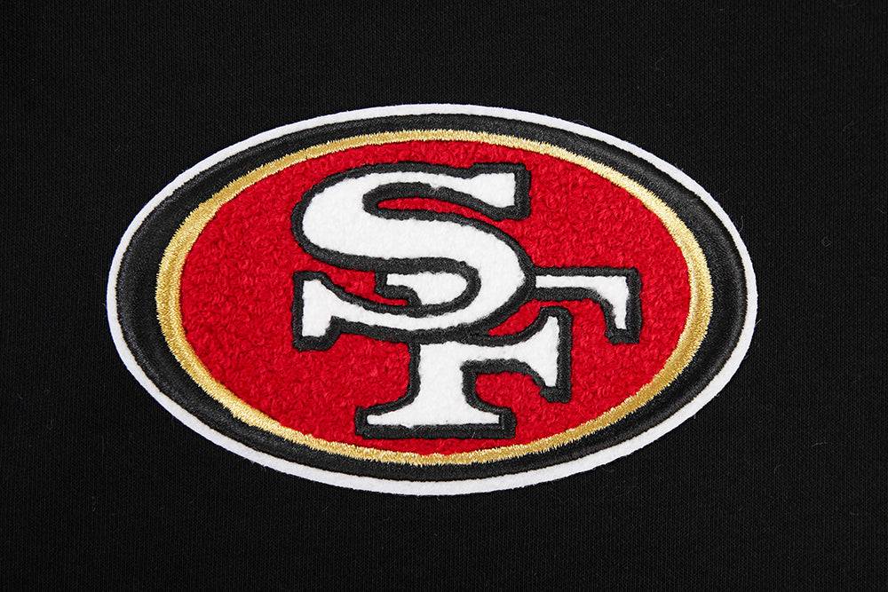 Pro Standard women's San Francisco 49ers Classic cropped hoodie in black, SF chest logo detail