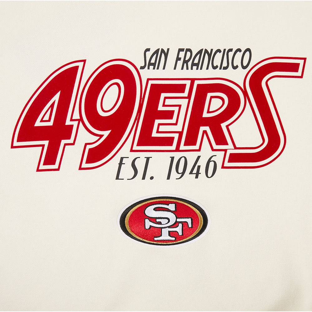 Pro Standard women's 49ers Paradise cropped hoodie in Eggshell, front lettering detail