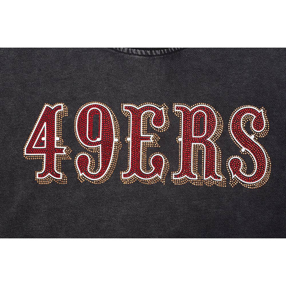 Pro Standard women's 49ers Washed Jewels crewneck in Washed Black, chest lettering detail