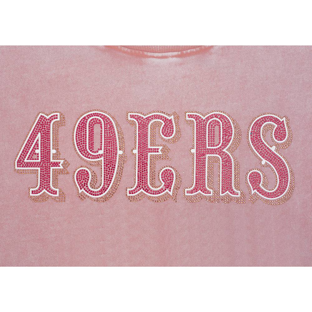 Pro Standard women's San Francisco 49ers Washed Jewels crewneck in Washed Mauve, 49ers chest lettering detail