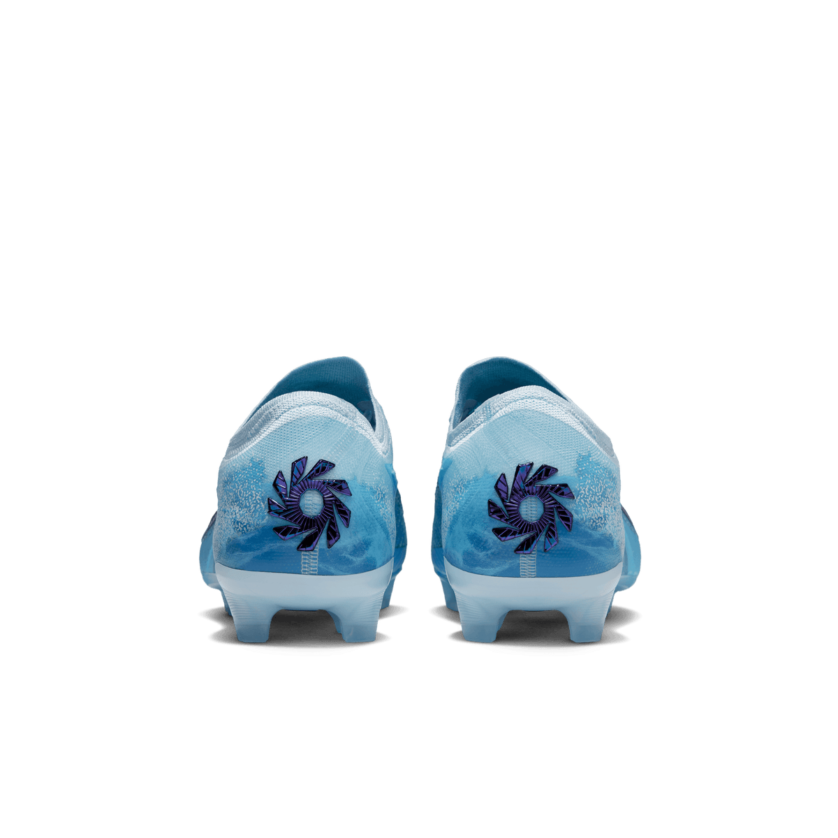 Nike Phantom 6 Low Elite Erling Haaland HQ2332-401 Baltic Blue cleats, rear view with Haaland heel logos