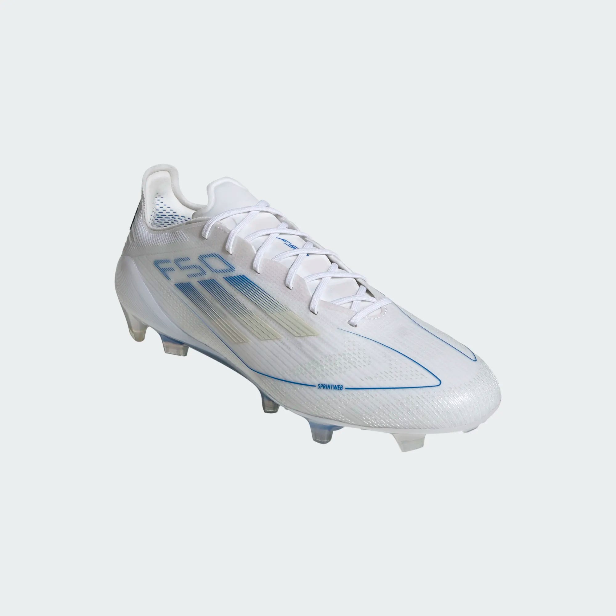 Adidas F50 Elite FG/MG-White/Metallic Silver/Blue