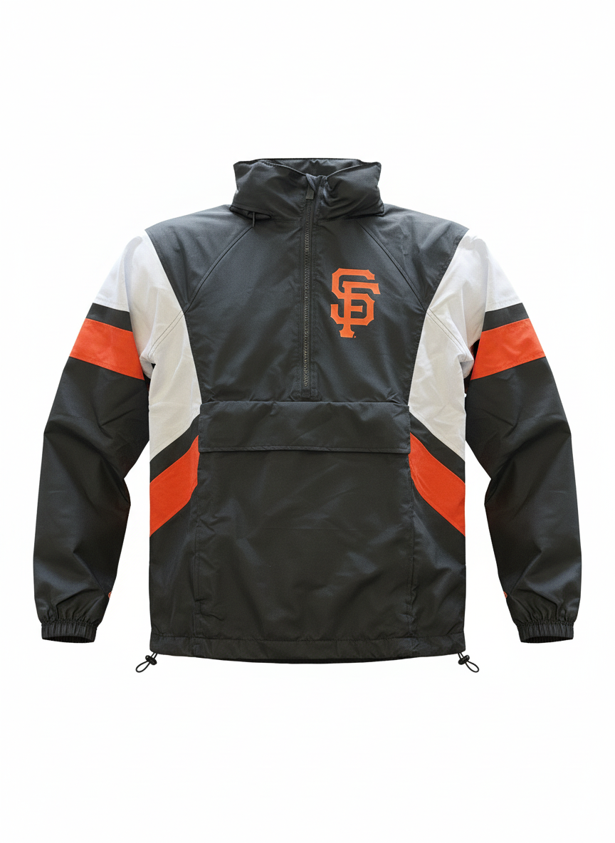 New Era Men's San Francisco Giants Sports Classic Quarter Zip/Stowaway Hoodie-Black