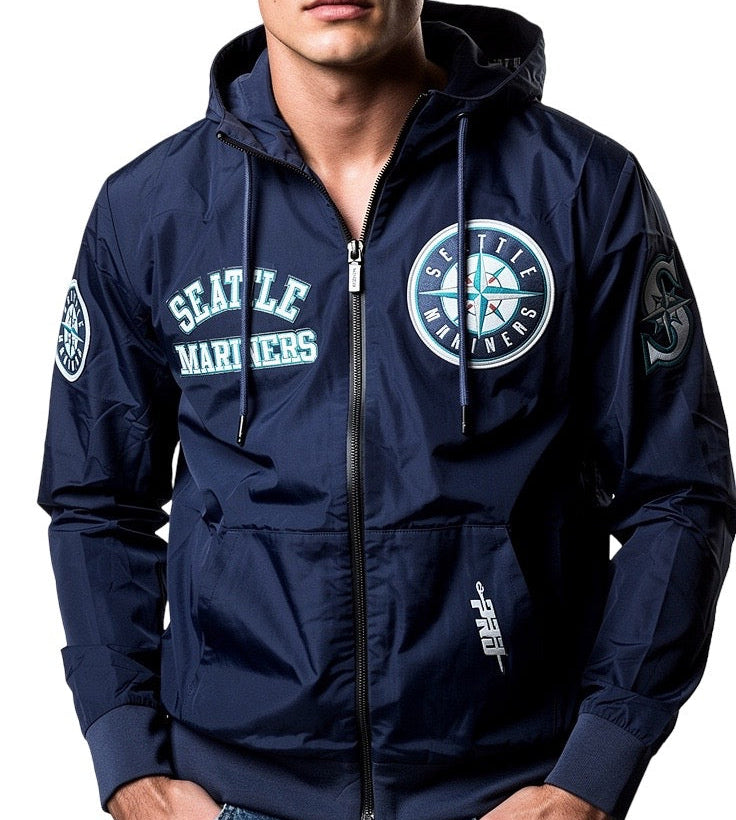 Pro Standard Seattle Mariners Hybrid Woven Fz Jacket-Navy