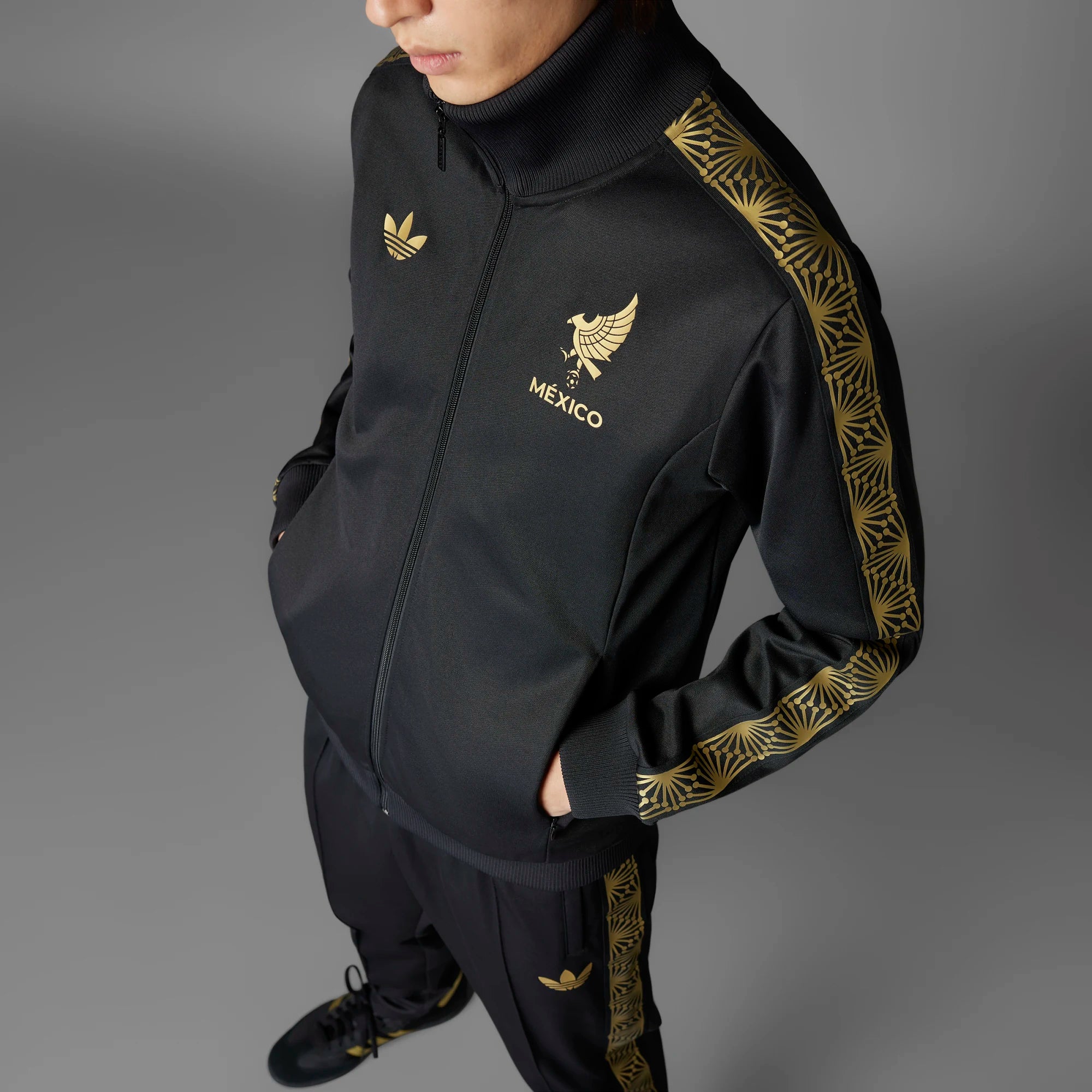 Adidas Mexico FMF Track Top Jacket-Black/Gold