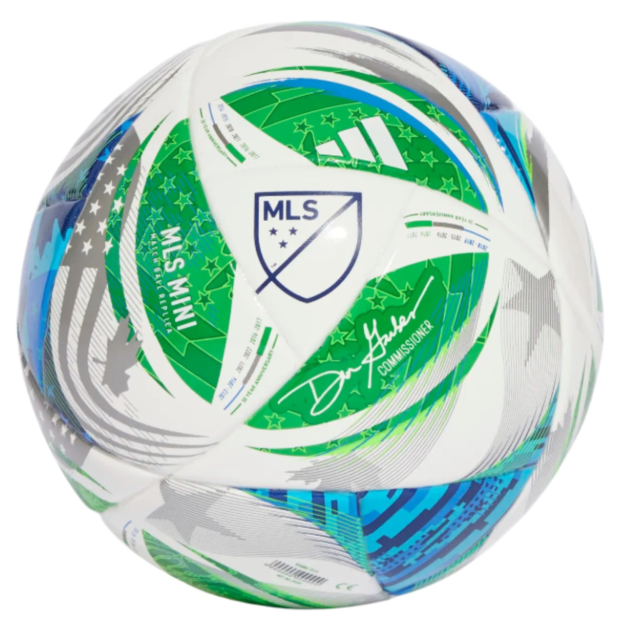 Adidas MLS Mini Soccer Ball-White/Green/Blue