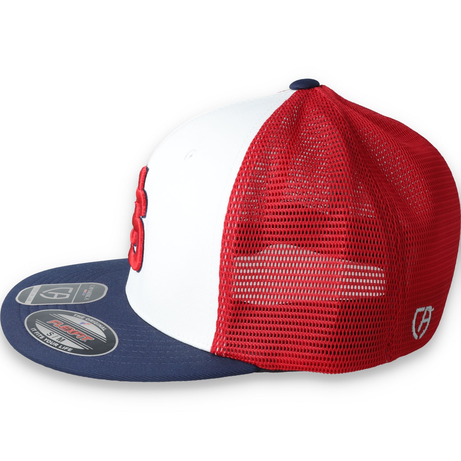 Justin-Siena HS Flexfit Performance Trucker Mesh Back Cap-White/Navy/Red