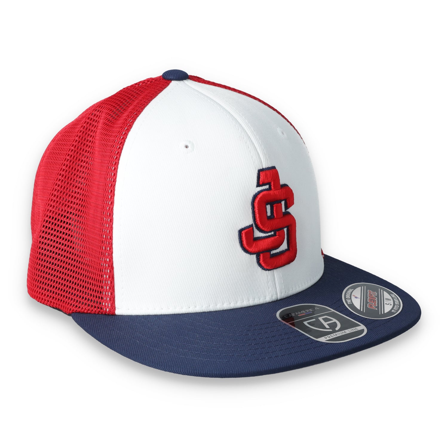 Justin-Siena HS Flexfit Performance Trucker Mesh Back Cap-White/Navy/Red