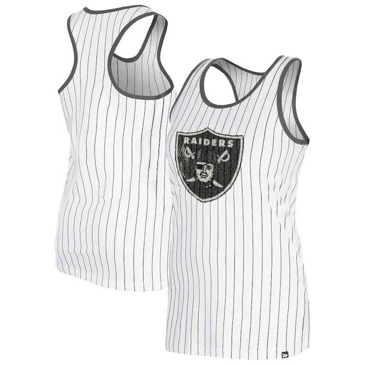 New Era Women's  Las Vegas Raiders Gameday Sequin Pinstripe Tank Top