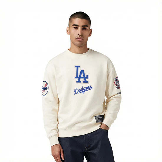 PRO STANDAR LOS ANGELES DODGERS MODERN ORIGINALS MEN'S FLC CREWNECK - EGG
