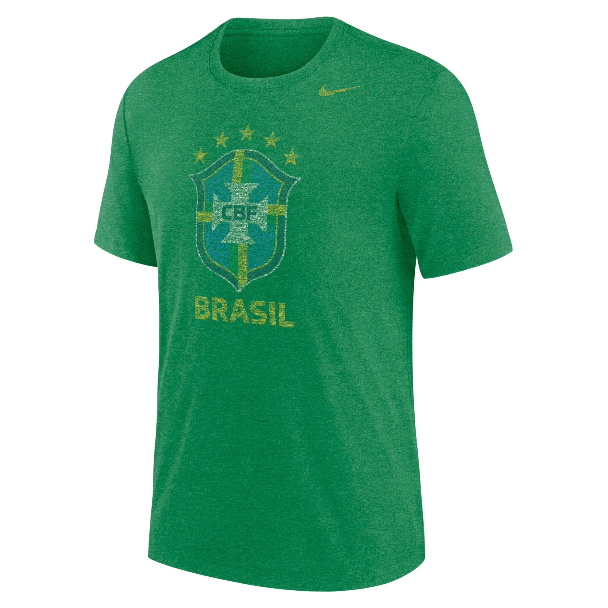 Nike Brazil Men's Distressed Primary Crest Logo Tri-Blend Soccer T-Shirt