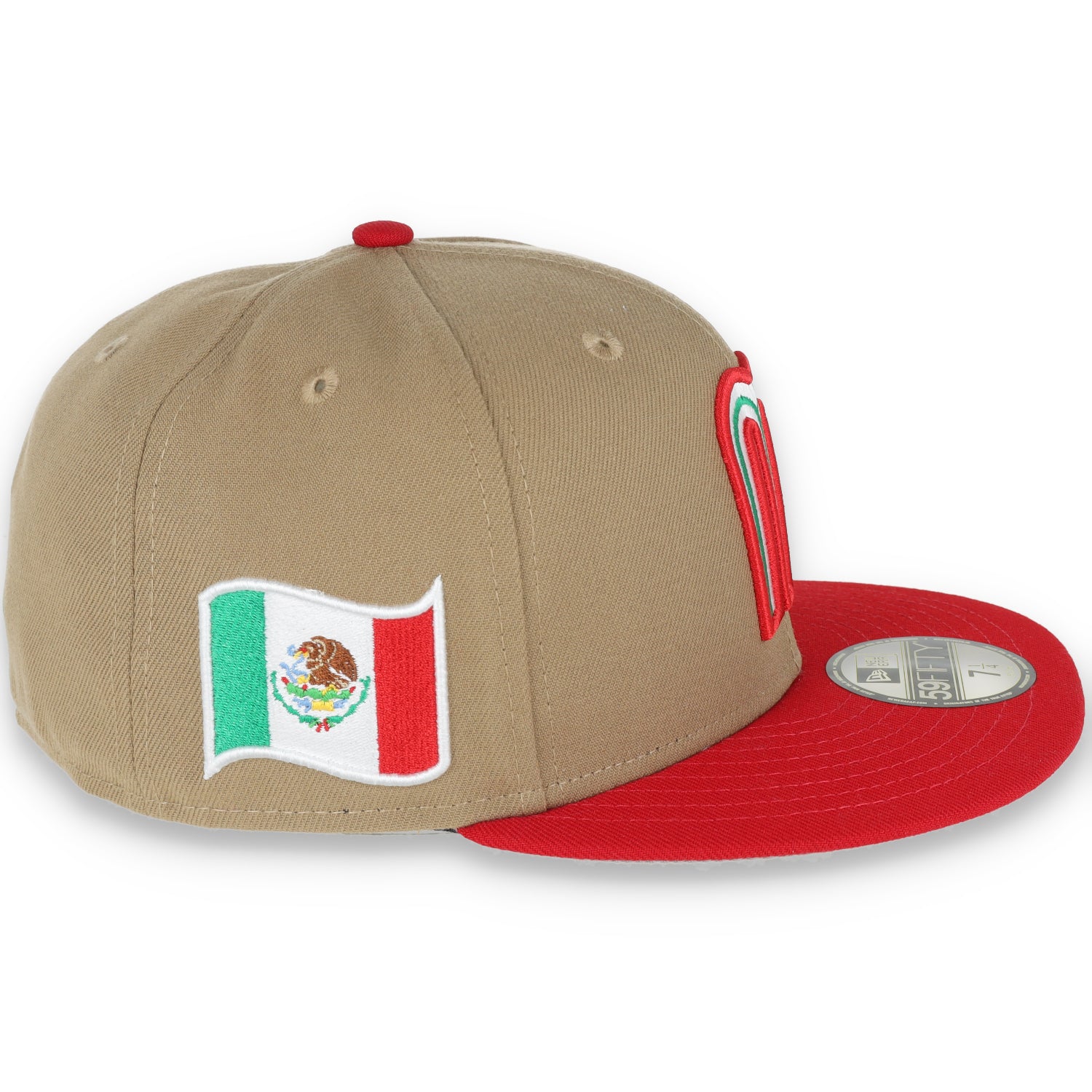 NEW ERA OFFICIAL MEXICO WORDMARK 59FIFTY FITTED HAT-KHAKI/SCARLET