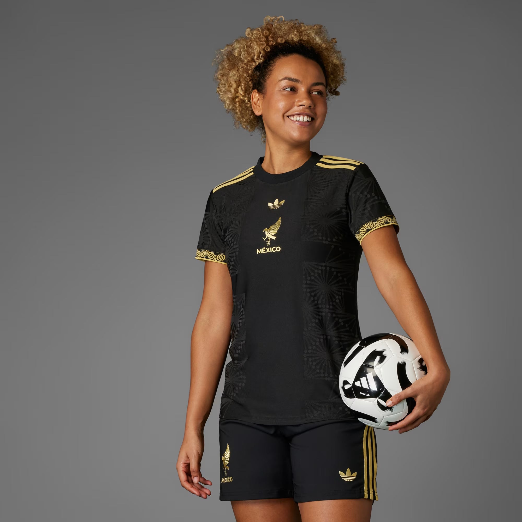 Adidas Women's Mexico FMF Authentic Jersey 2025- Black/Gold