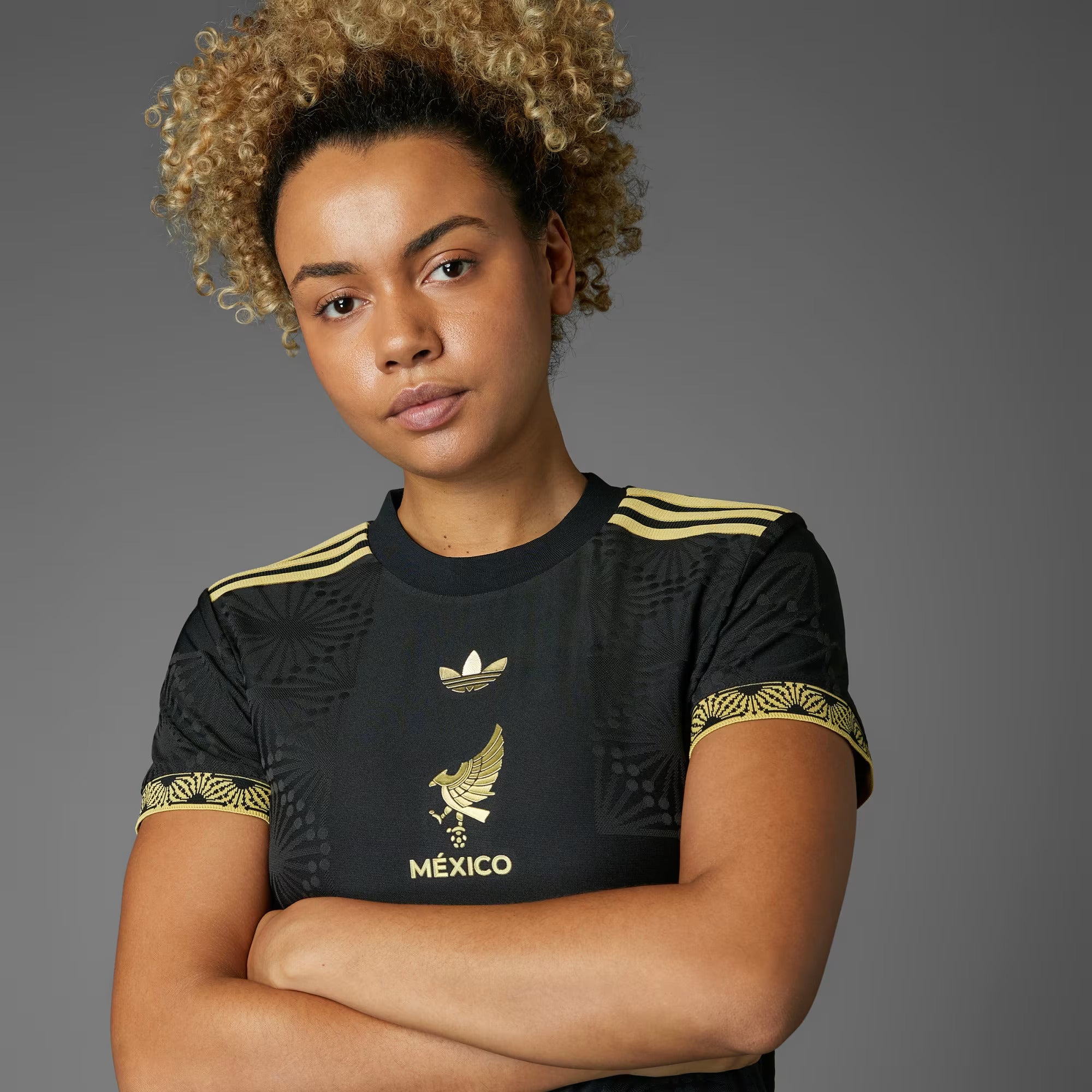 Adidas Women's Mexico FMF Authentic Jersey 2025- Black/Gold