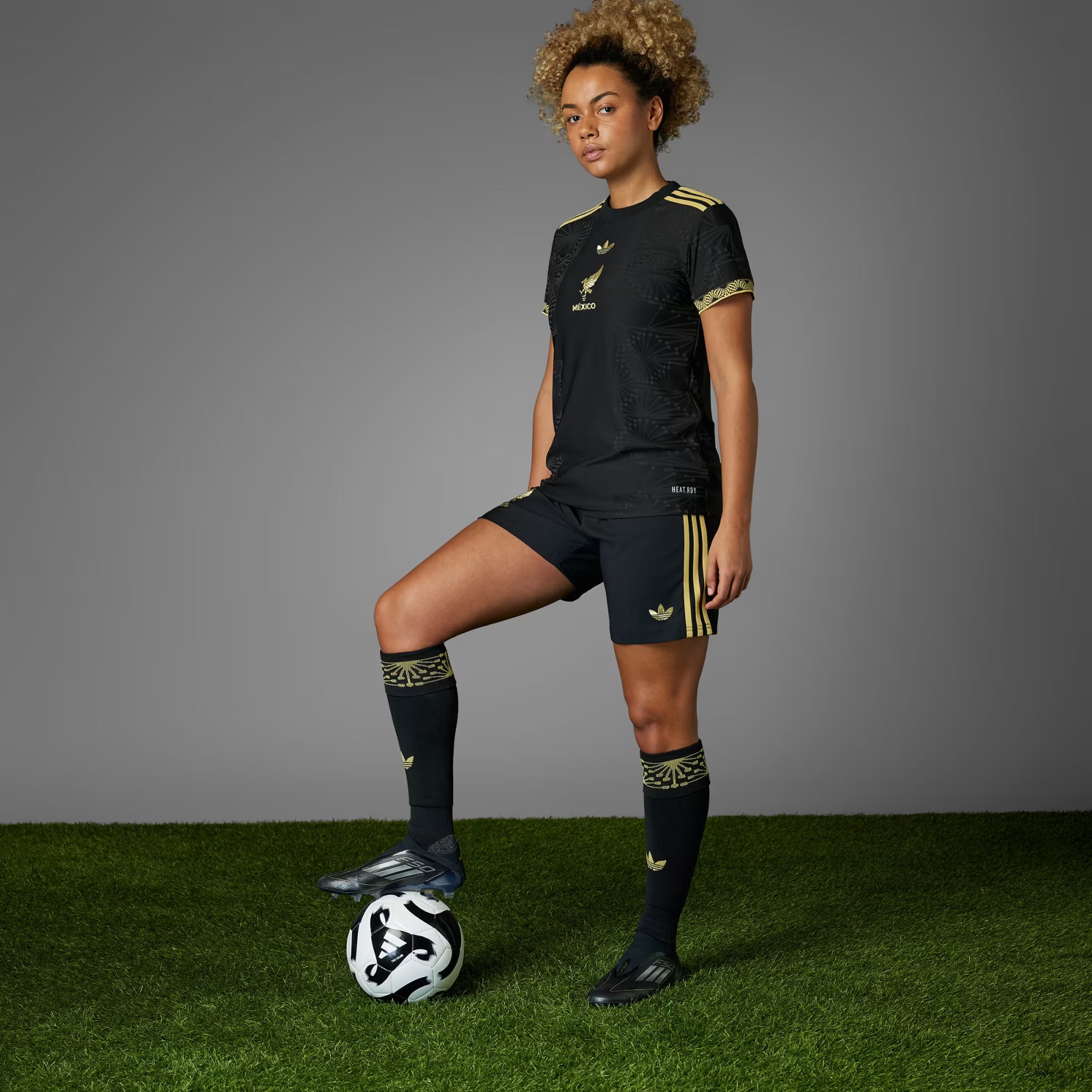 Adidas Women's Mexico FMF Authentic Jersey 2025- Black/Gold