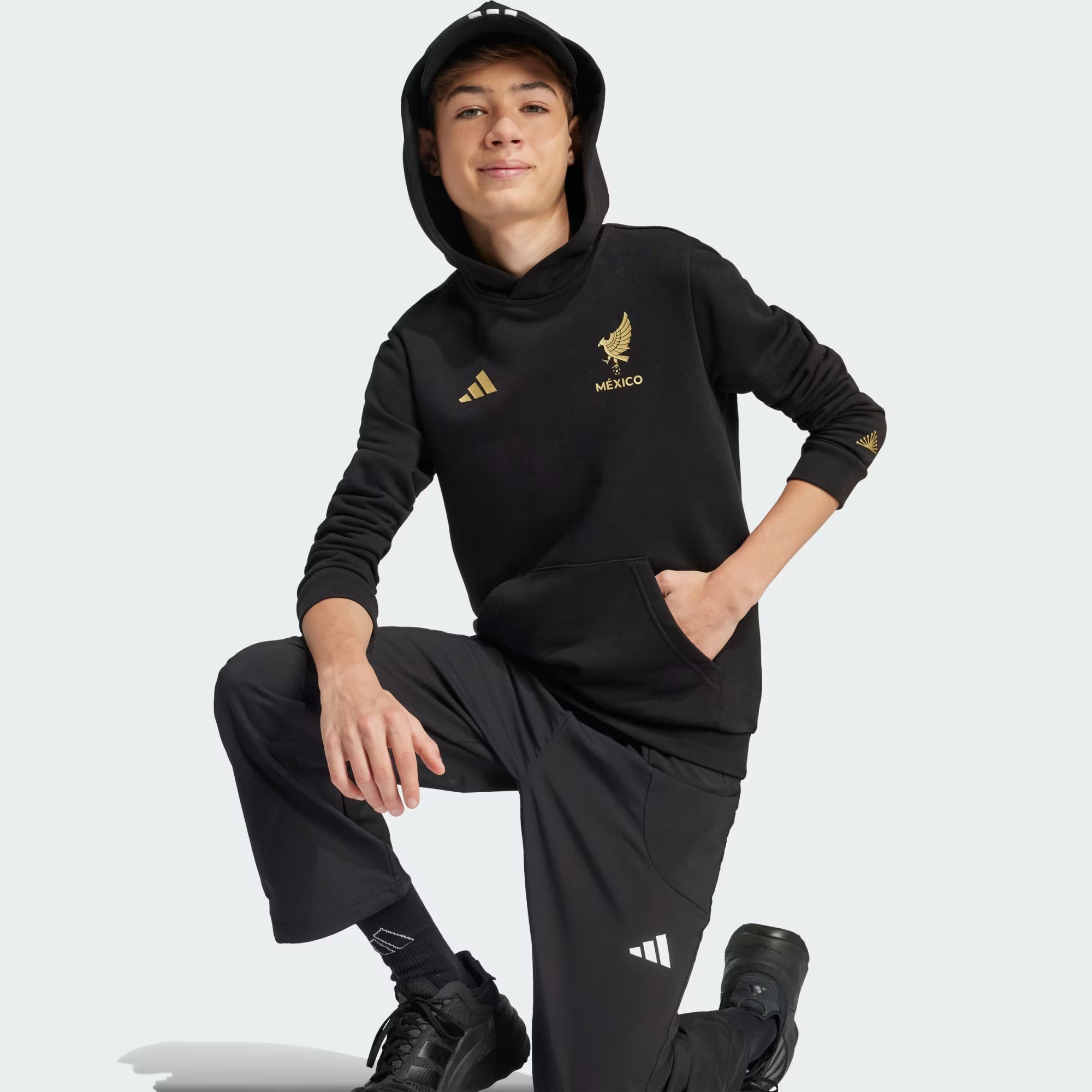 Adidas Youth Mexico FMF DNA Hoodie-Black/Gold