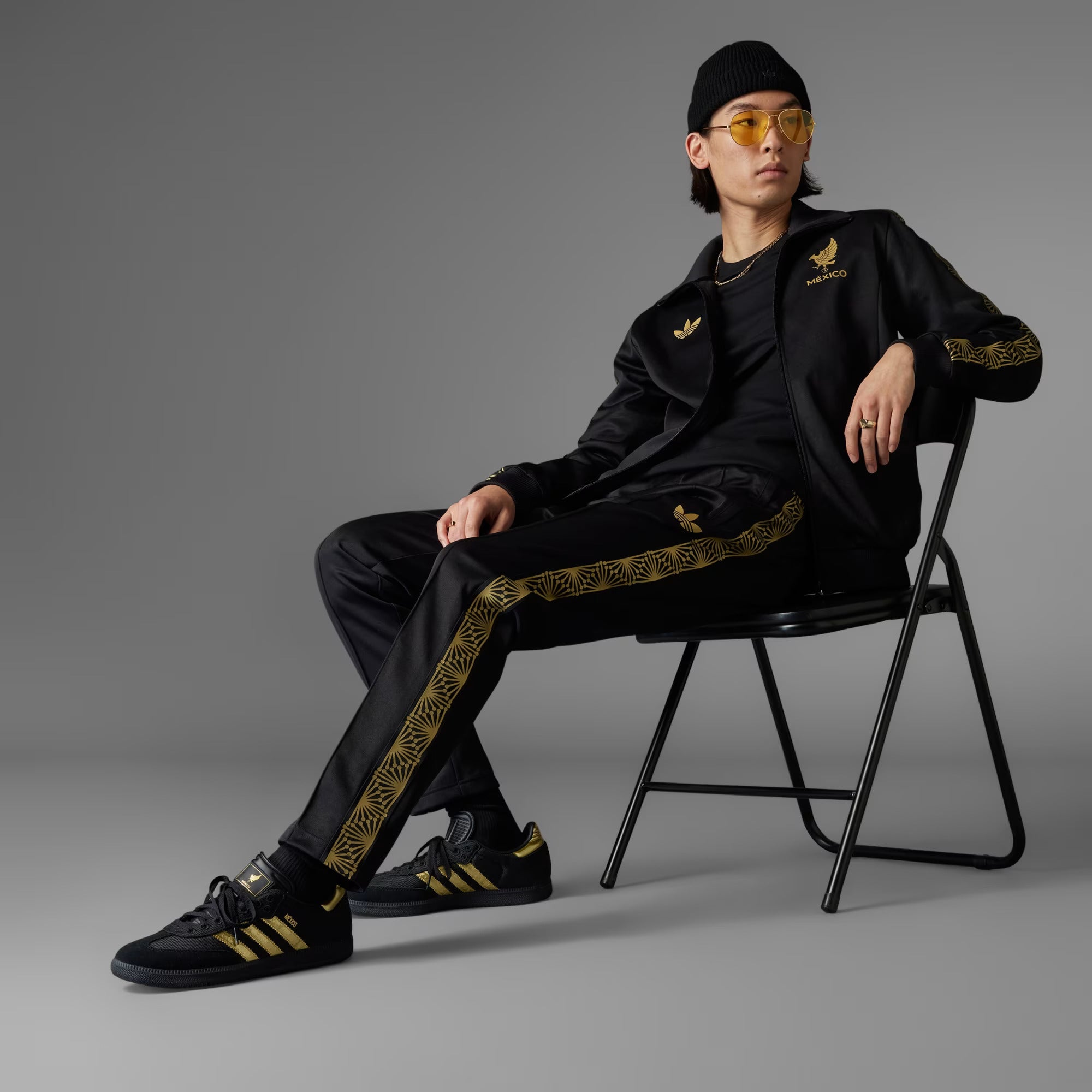 Adidas Mexico FMF Track Top Jacket-Black/Gold