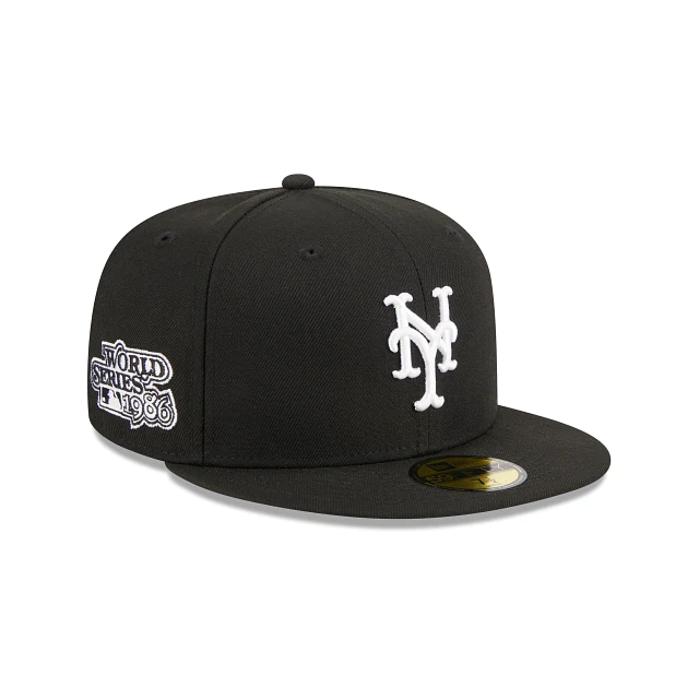 New Era New York Mets Side patch 1986 World Series 59Fifty Fitted Hat-Black/White