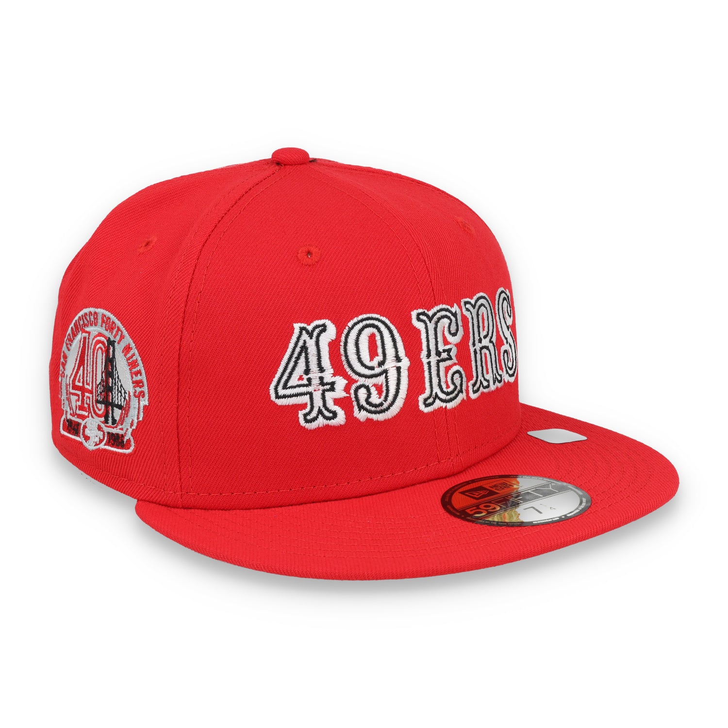 NEW ERA SAN FRANCISCO 49ERS 40TH ANNIVERSARY SIDE PATCH SCRIPT 59FIFTY FITTED HAT-RED