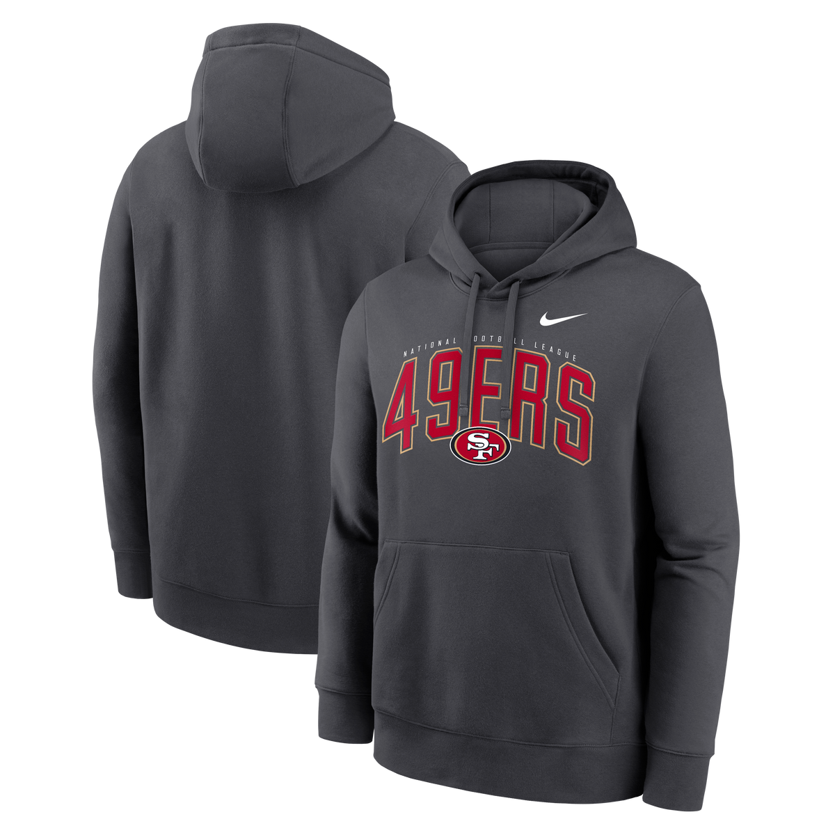 Nike San Francisco 49ers Club Pullover Hoodie - Gray