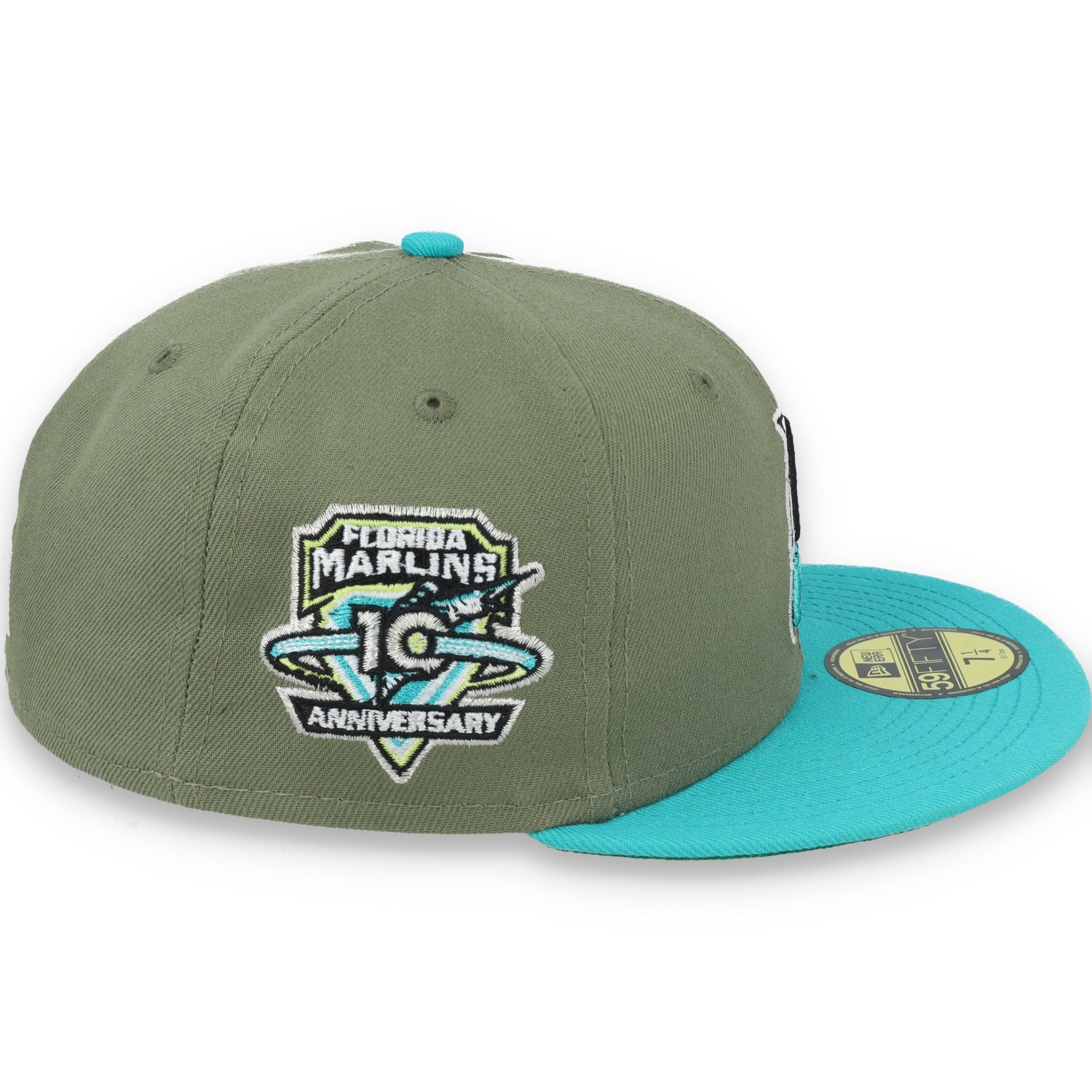 New Era Miami Marlins 10th Anniversary Side Patch 59FIFTY Fitted Hat- Olive Green